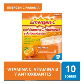 Suplemento Alimenticio Emergen-C Sabor Naranja 10 Sobres