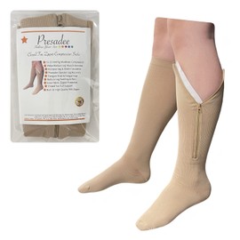 Presadee Ivory Closed Toe 15-20 mmHg Moderate Leg Compression YKK Zipper Socks (2)