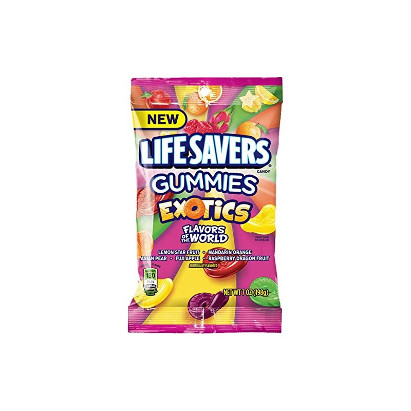 Life Savers Exotics Gummies Candy Bag, 7 ounce (12 Packs)