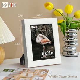 VCK 5x7 Picture Frame, White Wooden Photo Frames for Wall Hanging Gallery or Tabletop Display, 2 Pack