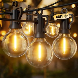 Brightown Outdoor String Lights, 80FT 40+2 G40 Bulbs Shatterproof Patio Lights, IP65 Waterproof Dimmable Hanging Connectable Globe LED Outdoor Lights for Backyard, Bistro, Porch, Deck, Balcony