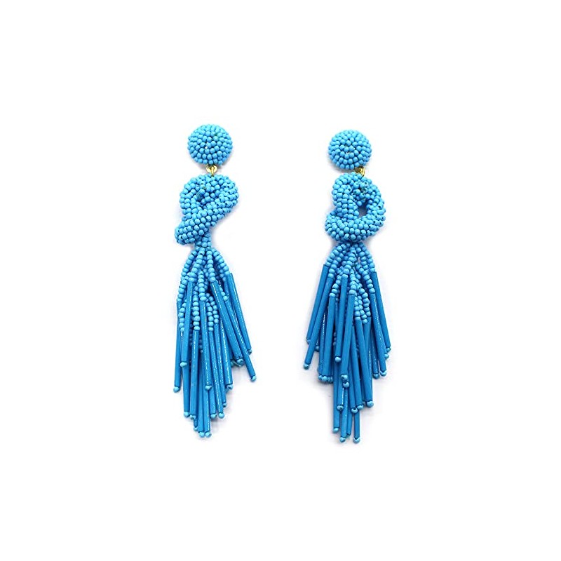 Handmade Beaded Solid Color Post Statement Earrings for Women All