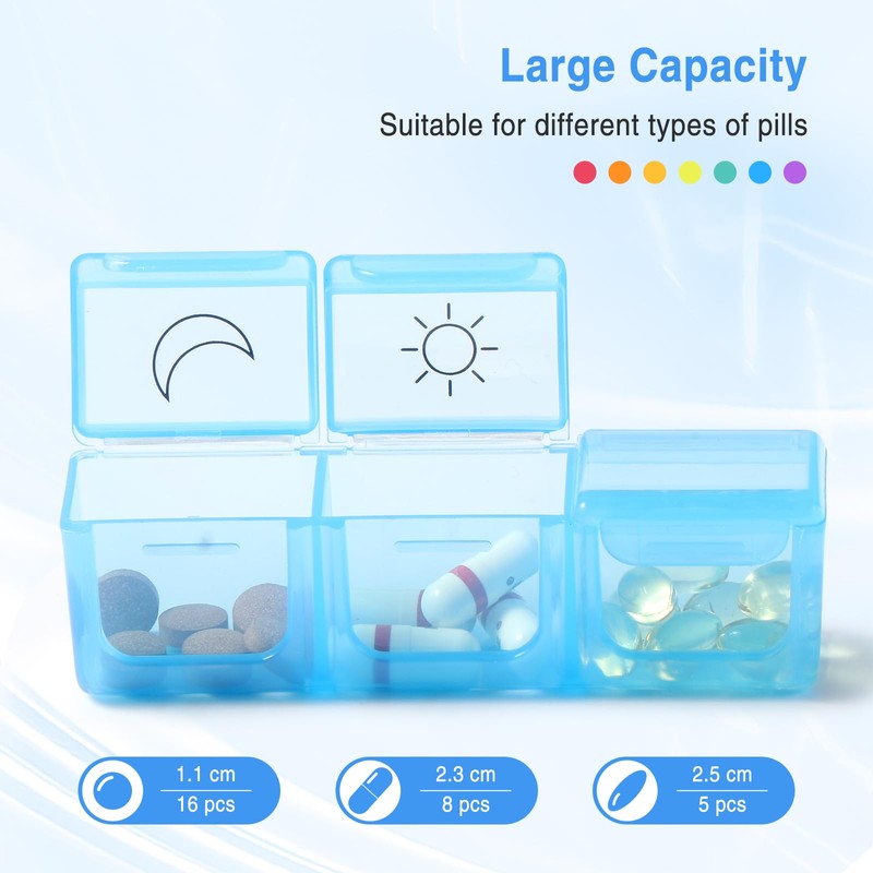 Vinabo Portapillole Settimanale, Dispenser Pillole 7 Giorni Pill Box Giornaliero