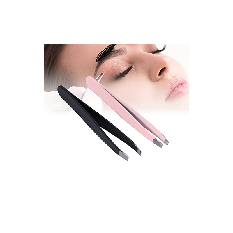 Pinzas de cejas de acero inoxidable Modern Rosa, 2 piezas