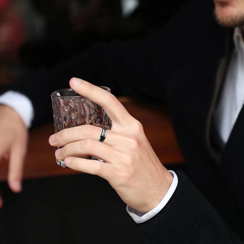 King Will GENTLEMAN 7MM Mens Black Carbon Fiber Titanium Ring