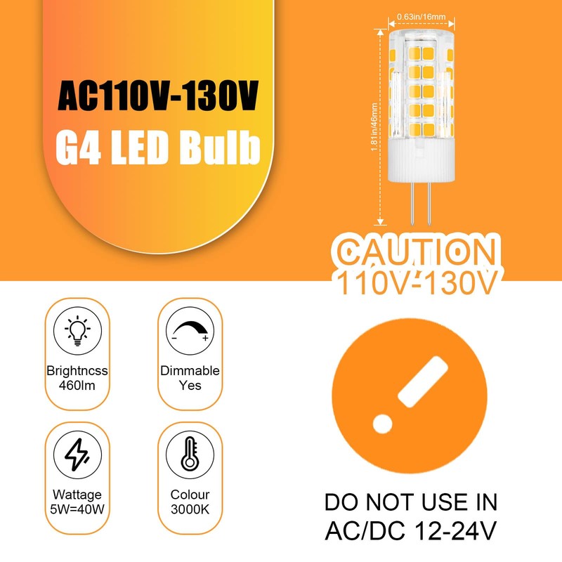 LFLAMPON G4 LED Bulbs 120V G4 Bi-Pin Base Light Bulbs
