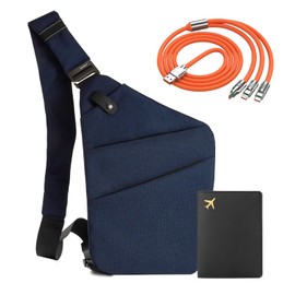 IUHFSIFS Upgrade Anti-Theft Bag 【0 Load - Comfortable Ergonomics】 Anti-Theft Shoulder Bag 【Many Pockets Extremely Waterproof & Scratch-Resistant】Anti-Theft Bag Women Men, 07-Blue-Left