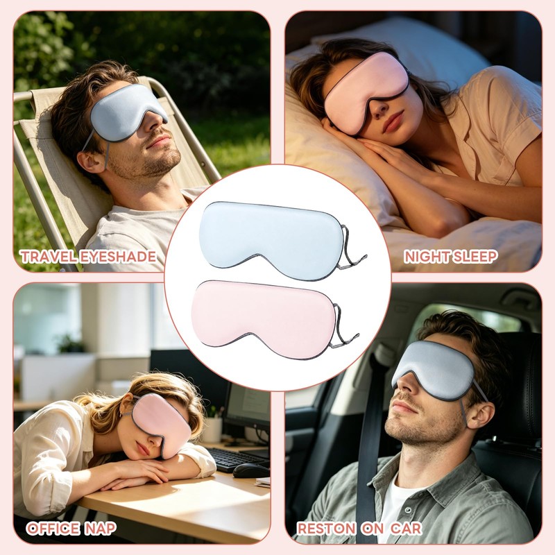 Double-Sided Sleep Mask 2 Pack, Warm Cool Two-Side Design, Soft