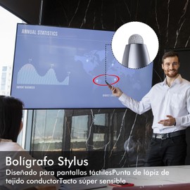 Presentador Inalambrico para Diapositivas, PowerPoint Control Remoto con 2 en 1 USB Tipo C, Recargable Clickers de Presentación para Presentaciones Compatible con, Windows, Mac Os, Andorid (plata)