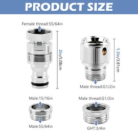 NINEFOX Kitchen Sink Faucet Quick Connector, Faucet Adapter Faucet to Garden Hose Adapter for Bathroom Kitchen, Shower Hose, Garden Hose