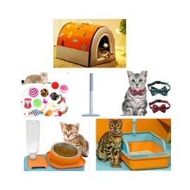 Cat Starter Kits, Kitten Starter Kits,17 Pcs Cat Starter Package, Save Your time to Searching, Food Feeder and Water Bowls, cat Litter Boxes,cat House, cat Bed .cat Toys, cat Fur Remover Roller.