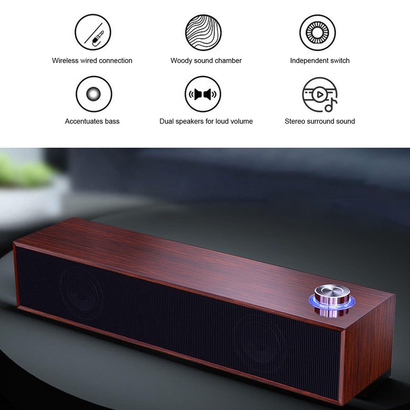 Bewinner Computer Speaker, Desktop Speaker, USB, Wired Stereo Soundbar for