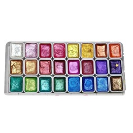 24 Colors Watercolour Paint Set, Watercolor Set, Metallics Watercolour Paints, Glitter Watercolour Solid Paint Box, Glitter Watercolour Paint Set For Painting, Colouring
