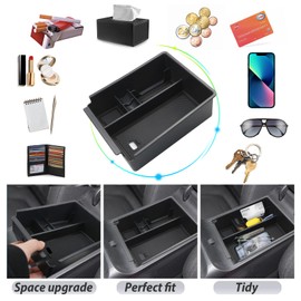 SKTU Centre Console Storage Box Compatible with Hyundai Tucson NX4 2021 + Centre Armrest Storage Compartment with Non-Slip Base (Black)