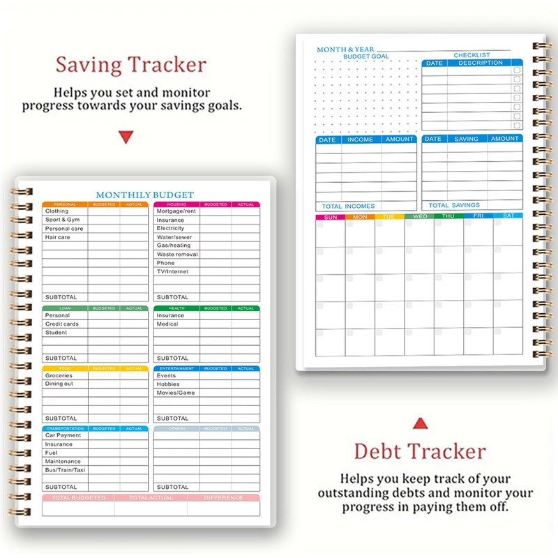 YMWALK A5 Budget Planner With Stickers, Undated Financial Tracker and