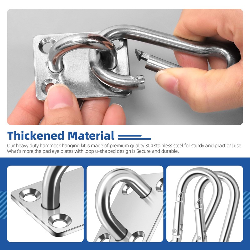 GLARKS 40pcs M8 Stainless Steel Pad Eye Plate Hook and