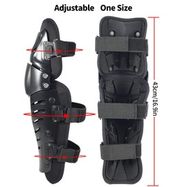Motorcycle Shin Guards Protective Gear Leg Armor Dual Axis Pivoting Knee Hard Collision Avoidance Knee Shin Guard Add Impact Foam (Lengthen, Black)