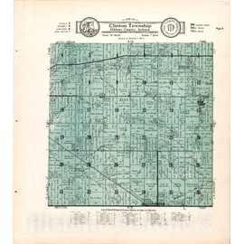 Historic 1929 Wall Map - Atlas and plat Book of Elkhart County, Indiana - Map of Clinton Township Elkhart County, Indiana 16in x 18in