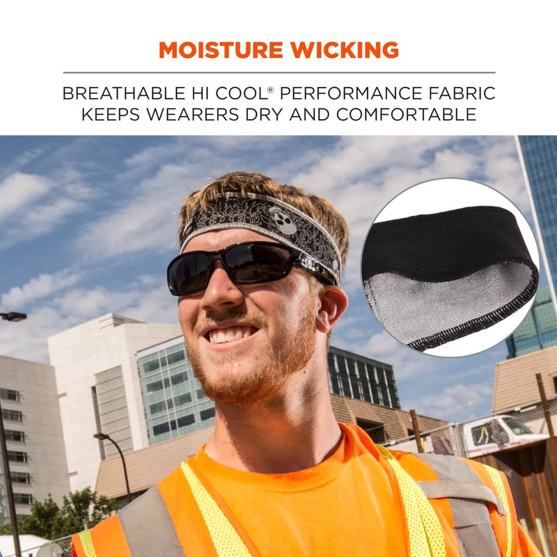 Ergodyne womens High-Performance High Performance Terry Cloth Sweatband, Black, One