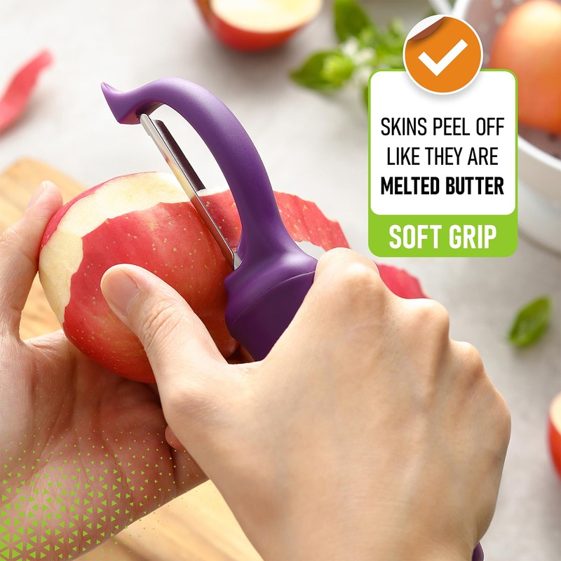 Spring Chef Premium Swivel Vegetable Peeler, Soft Grip Handle and