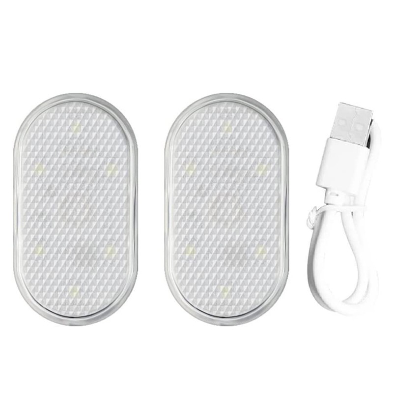 2Pcs Car Interior LED Sensor Light USB Rechargeable Touch Switch