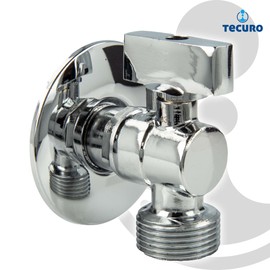 Tecuro Elbow 1/2 Inch x 3/4 Inch Mini Ball Valve – Chrome – with Wall Rosette