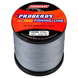 BAIKALBASS Braided Fishing Line 4 Strands Strong Multifilament PE Braid Wire for Saltwater 547Yard/500M 8LB Gray