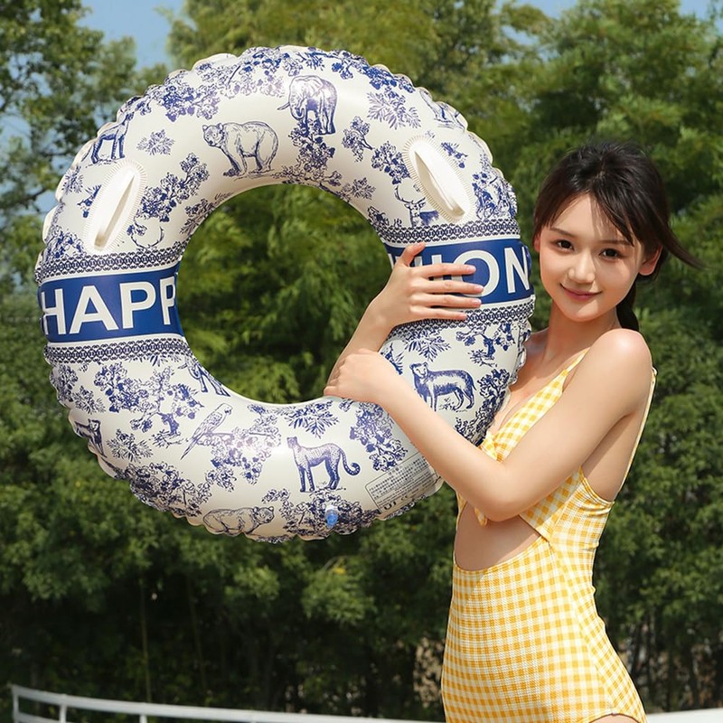 浮き輪 浮輪 うきわ 大人用 フロート 水墨画 O型 持ち手付き 綺麗 水遊び用