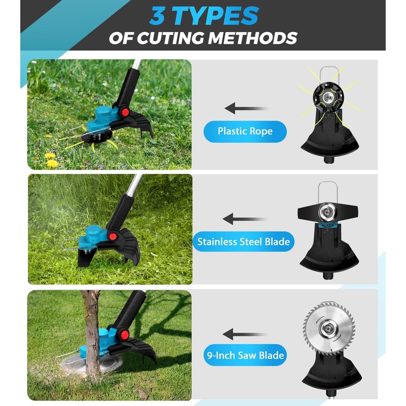 Brushless 12-Inch Electric Weed Eater,Cordless Weed Wacker with Versatile 3