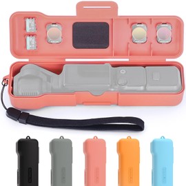 Honbobo Osmo Pocket 3 Hülle, Schutzhülle Gimbal Screen Lens Protector für DJI Osmo Pocket 3, Filter/SD Card Case Zubehör für DJI Pocket 3 (Rosa)