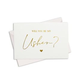 Pink Positive Will You Be My Usher' - Usher Proposal Card - A6 White Card Luxury Gold Foiled The Usher Invitation - Usher Proposal (Usher)