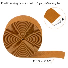 HARFINGTON 5 Yards Sewing Elastic Bands 2 Inch 50mm Width Flat Knit Stretch Elastic Cord for DIY Projects Arts and Crafts, Brown