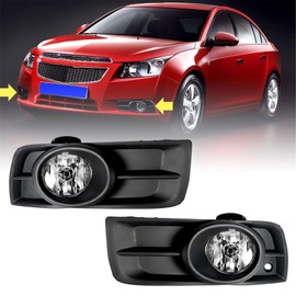 labwork 1 Pair Fog Lights Assembly Replacement for 2010-2014 Chevy Cruze Clear Lens with Bulbs Driving Fog Light Lamp Driver and Passenger Side
