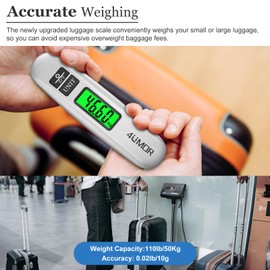 4UMOR Luggage Scale Portable Digital Scale Travel Scale for Weighing Suitcase Baggage with Tare Function, 110lb/50Kg Capacity