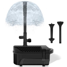 KioGro 790GPH/60W Large Water Fountain Pump, Pond Pump Fountain Kits for Outdoor, Pond Equipment with 3 Nozzle Options, Adjustable Water Flow, IPX8 waterproof, Black