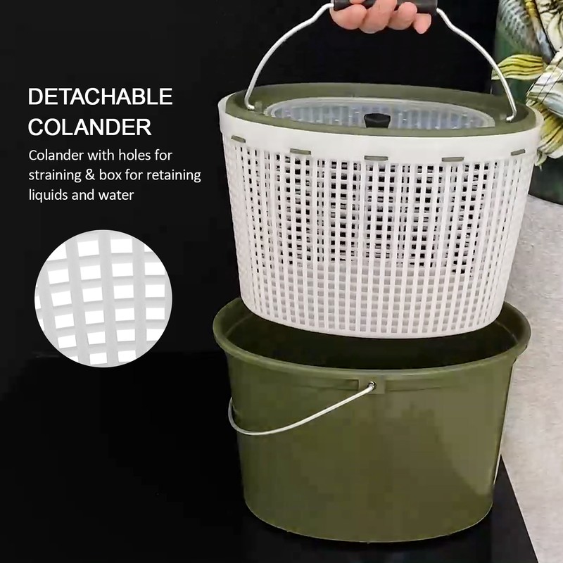 2-in-1 Fishing Bucket Double-Deck Fish Box Detachable Fish Strainer Colander