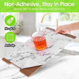 2 Rolls 12in x 20 Ft Cabinet Drawer and Shelf Liner: Non-Slip Shelf Liners, White Marble Pattern Waterproof Bathroom Refrigerator Drawer Liner Cupboard Liner for Kitchen Cabinets,Cookware and Dishware