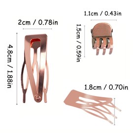 Hann 24 Pieces Double Grip Hair Clips + 2 Claw Hair Clips Metal Snap Hair Clips Hair Barrettes for Hair Making, Salon Supplies (Rose Gold)
