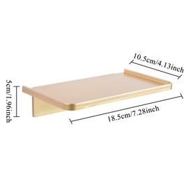 Stick-on Wall Shelf - Small Wall Mounted Adhesive Clear Acrylic Shelf Phone Holder Shelves Wipes Rack for Bathroom,Kitchen,Toilet,Office - Gold