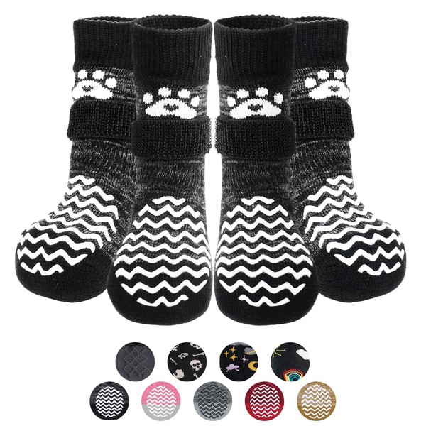 PUPTECK Anti Slip Dog Socks 2 Pairs with Double Grippers