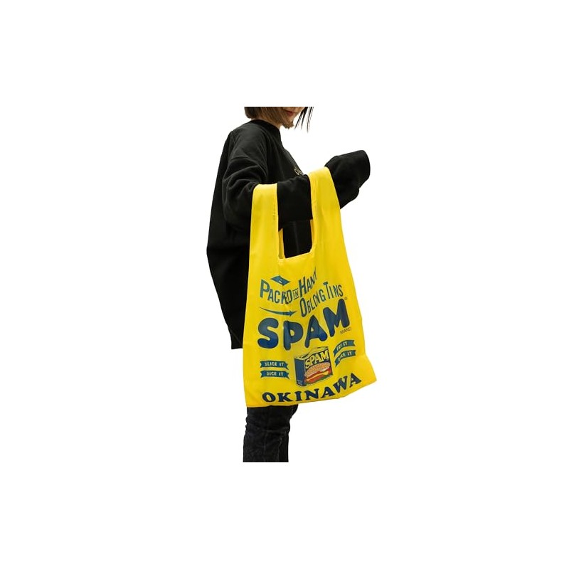 SPAM OKINAWA Eco Bag, Tote Bag, Lightweight, Yellow, Blue, White,