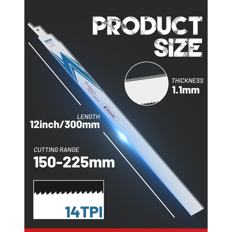 EZARC 25 Pack Bi-Metal Cobalt Reciprocating Saw Blades for Heavy