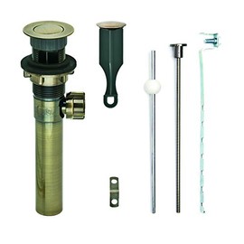PF WaterWorks PF0733-AB-AB, Matching Plated ABS Body Bathroom Sink/Lavatory Pop-Up Drain with Ball Lift Rod | With Overflow | CUPC Listed, Antique Brass