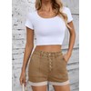 Sidefeel Womens Jean Shorts Trendy High Waisted Stretchy Buttoned Folded