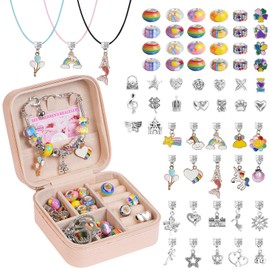AUAUY Charm Bracelet Making Kit for Girls, 66pcs Gifts for Girls Bracelet Making Kit with Box, Jewellery Making Kit for Girls, Arts and Crafts for Kids Stocking Fillers for Girls Toys Age 5 6 7 8 9 10