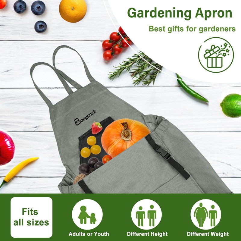 Basysnck Gardening Apron, Garden Apron with Pockets for Women and