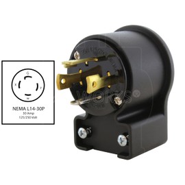 AC WORKS Elbow Male Plug with UL, C-UL Approval (NEMA L14-30P)