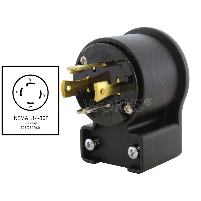 AC WORKS Elbow Male Plug with UL, C-UL Approval (NEMA
