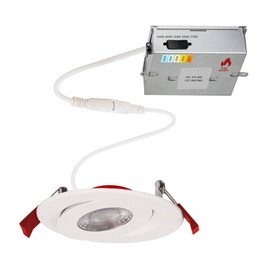 WAC Lighting Lotos R 4in Fire Rated LED Round Adjustable 5-CCT Selectable 2700K-3000K-3500K-4000K-5000K Recessed Kit in White