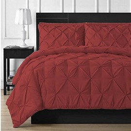 Bedding Kraft Soft Reliable Luxurious Pinch Pleated Duvet Cover 100% Egyptian Cotton 800 TC Stain Resistant Comforter Cover (King/Cal-King (3-Piece), Burgundy)